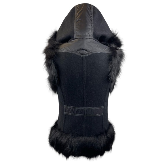 Boiled Wool Vest with Real Fox Fur - Picture 3 of 7